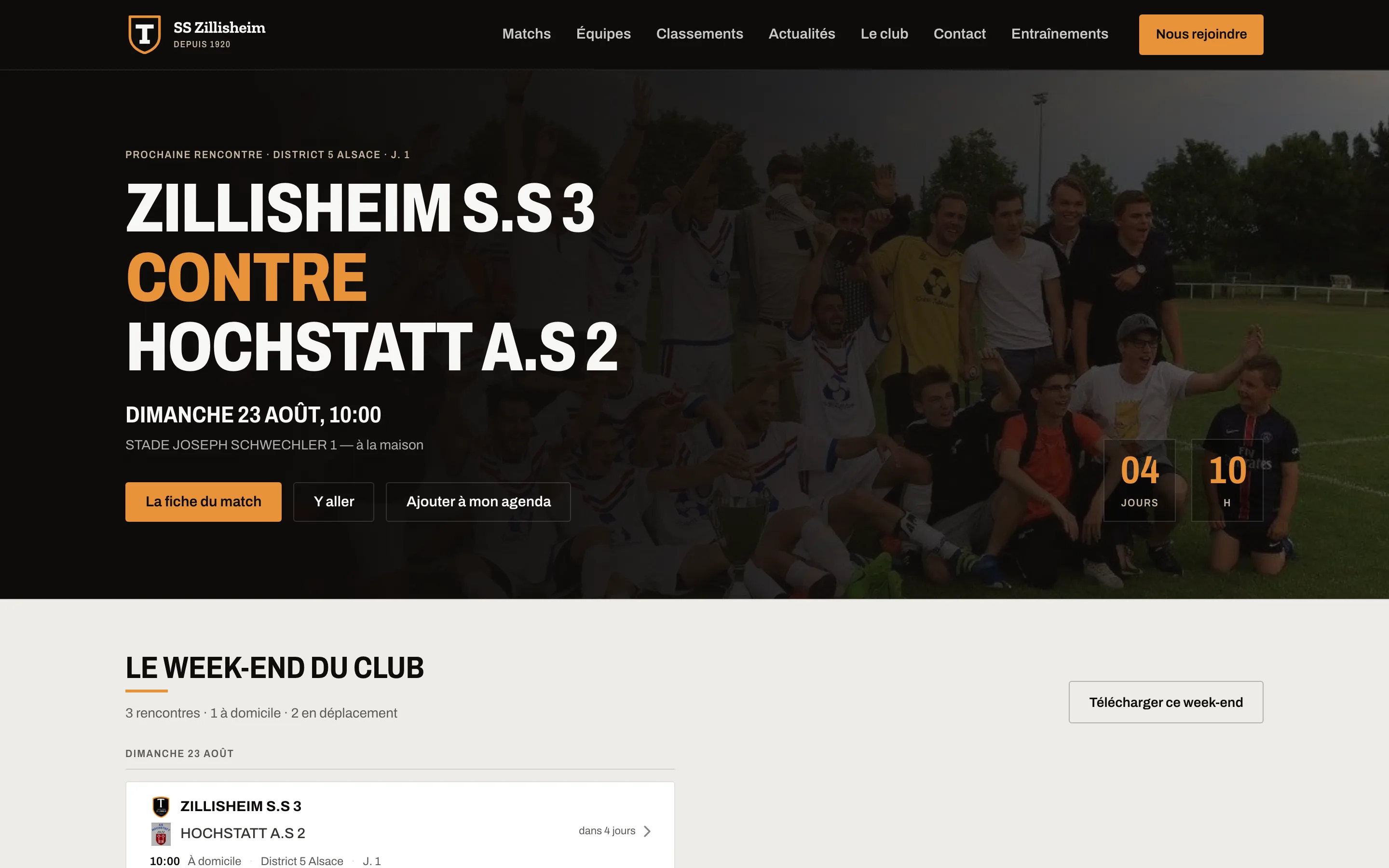 Page d'accueil du site SS Zillisheim